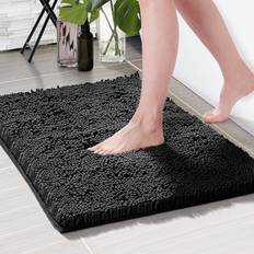 Black Non-Slip Bath Mats Shein Chenille Absorbent Quick Simple Clean