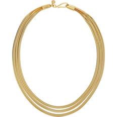 Herr - Rostfritt stål Halsband Edblad Herringbone Triple Necklace Gold