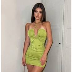 Shein Women's Multi-Pack Black & Green Knitted Bodycon Dress With Cutout & Tie Detail At Bust