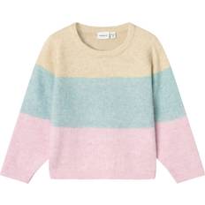 Polyester Pulls en Tricot Name It Pull-over - Crème/Bleu Clair/Rose