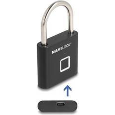 DeLock Navilock Hængelås Med Fingeraftryk 75 x 45 x 13 mm Sort