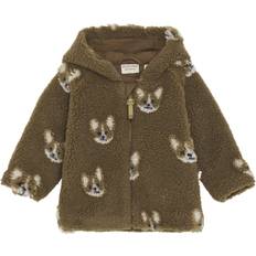 18-24M Strickpullover Minymo Fleecejacke Teddy Sepia m. Tiere 62 Fleecepullover