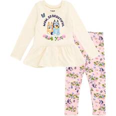 Other Sets Bluey Bingo Floral Little Girls Peplum T-Shirt and Leggings Outfit Set White/Pink