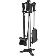 Acciaio Set da Camino Relaxdays Kaminbesteck schwarz, kaminzubehör, 5 tlg. kaminset, ofenzubehör, kamingarnitur 64 cm