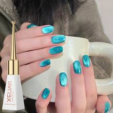 Shein XEIJAYI Glitter Turquoise Blue Cat Eye Magnetic Gel Nail Polish Nail Polish