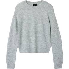 Long Sleeve Knit Sweater - Light Grey Melange