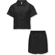 Svarta Pyjamasar Barnkläder Kids Only Black Sarah Short Satin Natsæt