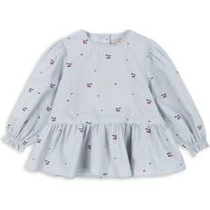 9-12M - Girls Blouses & Tunics Children's Clothing Konges Sløjd Evia Blouse Gots - Cherry Blue Coeur (KS101395-P00008)