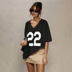 Shein Black Oversized Baseball T Shirt
