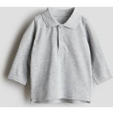 Polo Shirts H&M Long-Sleeved Piqué Polo Shirt Gray 18M 12-18M