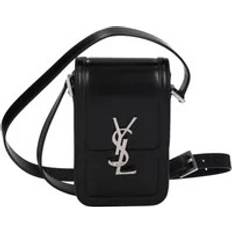 Saint Laurent Men's YSL Logo Leather Phone Case Black One Size