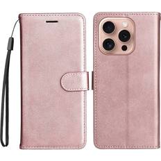 Eiderwood iPhone 16 Pro Plånboksfodral i Konstläder med Rem Rose Gold