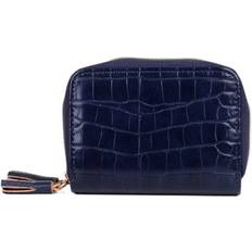 Buxton Stylish Colored Multi Card Case Wizard Wallet - Navy - Crocodile