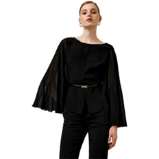 LilySilk Chemisier Style Cape Rond Noir