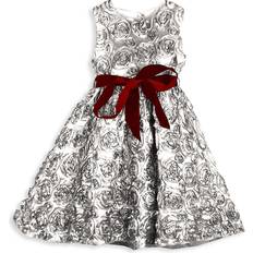 Silver Dresses Children's Clothing Joe-Ella Kids' Sleeveless Rosette Dress in Silver