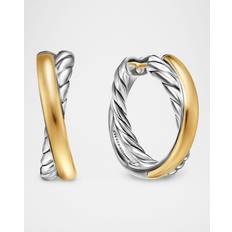 David Yurman Gold Earrings David Yurman Crossover Hoop Earrings in Sterling Silver with 14K Yellow Gold, 22.4mm Gold/Silver