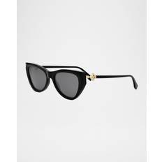Fendi Diamond Logo Acetate & Nylon Cat-Eye SHINY BLACK SMOKE