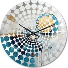 Design Art Circular Sensitivity Watercolor II Teal/Gold Wall Clock 23"