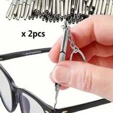 Shein 2pcs Steel Eyeglass Screwdriver, Watch Repair Kit With Keychain, Hand Precision Screwdriver Tools Skruvmejsel