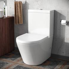 Nes Home Modern Round Rimless Closed Coupled WC Toilet With Cistern And Soft Close Seat