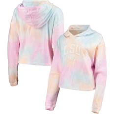 League Collegiate Wear White LSU Tigers Tie-Dye Cropped Pullover Hoodie Pink, NCAA Men's Fleece/Jackets