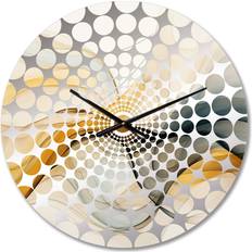 Interior Details Design Art Undefined Continuation Liquid Retro Waves Grey/Yellow Wall Clock 16"