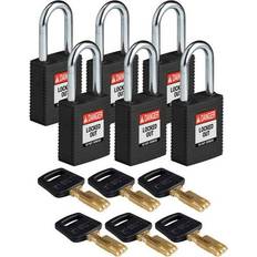 Security Worldwide NYL-BLK-38ST-KA6PK Brady SafeKey Lockout Keyed Alike