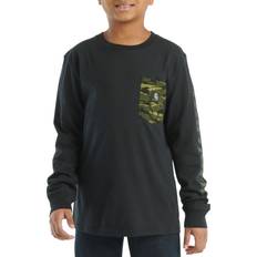 Black Shirts Children's Clothing Carhartt Boys' Long Sleeve Camo Pocket Shirt, Medium, Black