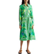 Farm Rio Macaw Scarf Print Shirtdress - Green