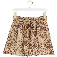 River Island Leopard Print Glitter Shorts - Brown