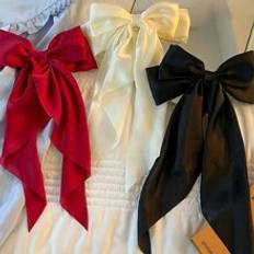 Hårprodukter Shein Oversized Black/White/Red Bow Hair Clips, Fashionable Elegant Solid Color Hair Barrettes, Suitable Daily