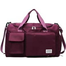 Shein [Black Friday] Sale Solid Nylon Foldable Hand Luggage Bag With Independent Shoe Warehouse Sports Yoga Fitness Clothes Storage Bag Travel Bag