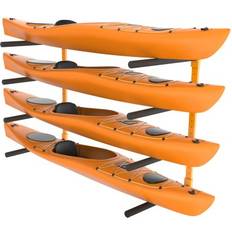 Kayak VEVOR Wall Kayak Storage Rack, 4-Capacity Wall Mounted Kayak Holders for Kayak Canoe Paddle Board, Kayak Storage Hooks with Adjustable Padded Arms