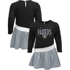 Silver Dresses Children's Clothing Outerstuff Girls Infant Black/Silver Las Vegas Raiders Heart to Heart Jersey Tri-Blend Dress