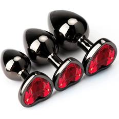 Gogerstar Red 3Pcs Luxury Metal Butt Toys Heart Shaped Anal Trainer Jewel Butt Plug Kits SM Adult Gay Anus Anal Plugs Woman Men