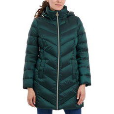 Green - Women Coats Michael Kors Women's Hooded Packable Down Puffer Coat - Dark Emerald