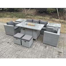 Fimous Fire Pit Table Outdoor Lounge Set, 2 Table incl. 2 Chairs & 1 Sofas