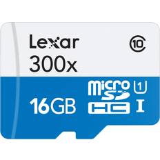 LEXAR 16 GB Memory Cards LEXAR High-Performance MicroSDHC 300x 16GB UHS-I/U1 w/Adapter Flash Memory Card LSDMI16GBB1NL300A