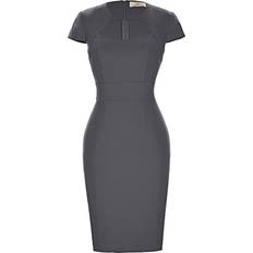 Grace Karin 1950s Cap Sleeve Vintage Wiggle Dress Cocktail Pencil Dress Dark Grey