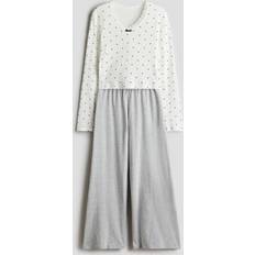White Pyjamases H&M Girls Spotted Jersey Pyjamas - White