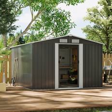 Garden Sanctuary 8 Metal Shed Storage Shed Apex Roof Double Door Base
