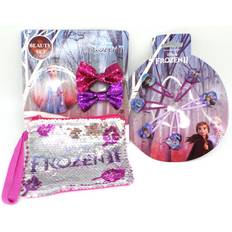 Disney Frozen Mirror + Sequin Purse + 2 Bows + 6 Hair Clips Gift Bundle