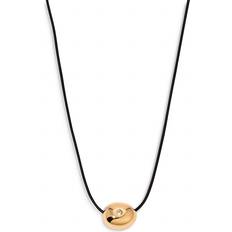 Leather Necklaces Ettika Single Crystal Polished Pebble Leather Pendant Necklace Gold No Size