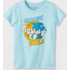 Tops Sonic the Hedgehog Girls' Miles 'Tails' Power Short Sleeve Graphic T-Shirt Light Aqua Blue