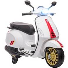 Electric Vehicles Aiyaplay Vespa Licensed 12V Kids Electric Motorbike w/ 2 Training Wheels White