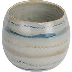 Pots, Plants & Cultivation 6.75" White & Blue Pattern Hand-Painted Reactive Glaze Planter