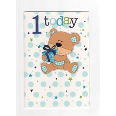 Party Supplies UK Greetings 1st birthday card for boy, teddy bear 1 today age 1