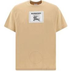 Naturel T-shirts Burberry Roundwood Label T-Shirt - Soft Fawn Men's