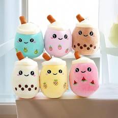 Brown Keychains Shein pc Plush Milk Tea Cup Keychain Cute Cartoon Expression Milk Tea Cup Keyring With Fruit Patterns