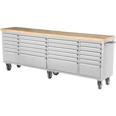 Tool chest SGS 96" brushed stainless steel 24 drawer work bench tool chest cabinets